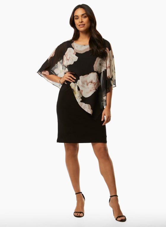Floral Chiffon Poncho Dress