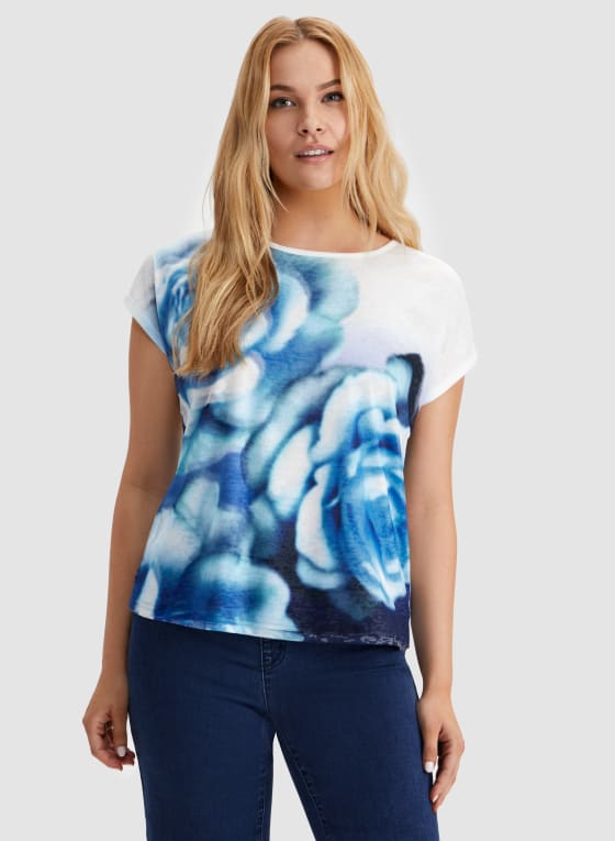 Cap Sleeve Rose Motif Tee