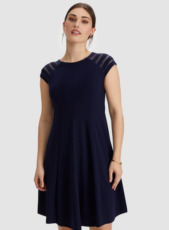 Mesh Detail Fit & Flare Dress