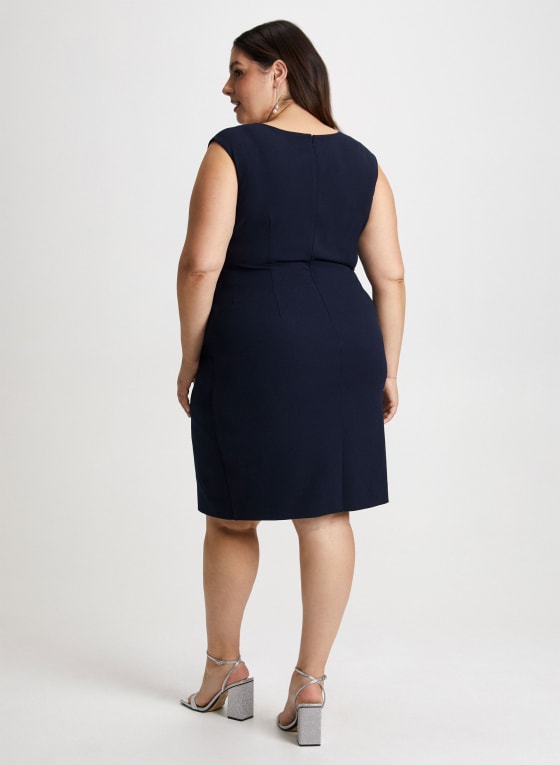 Rhinestone Buckle Detail Sheath Dress