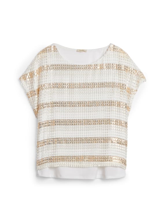 Metallic Stripe Crochet Top