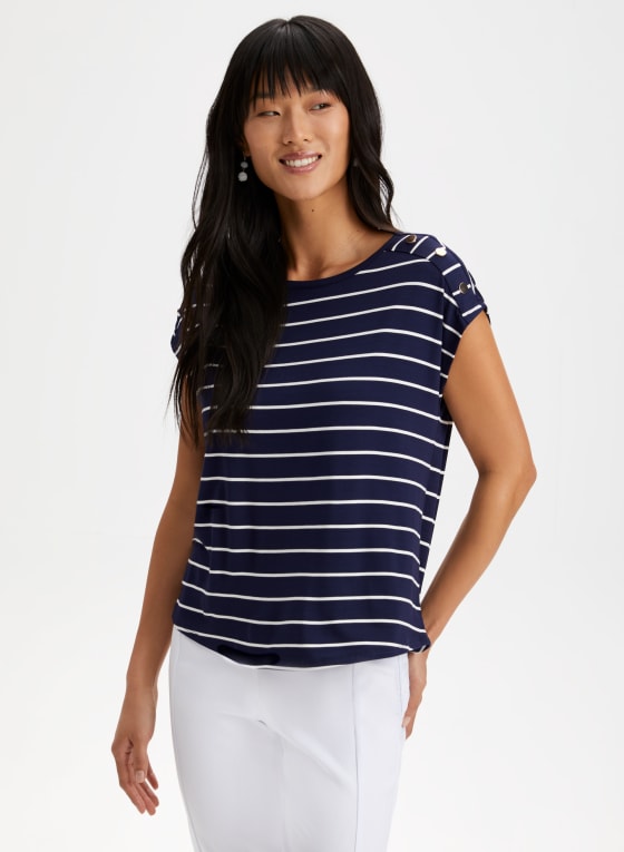 Stripe Print Two-Tone Top
