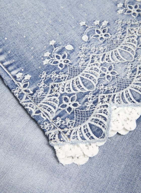 Embellished Denim Capris