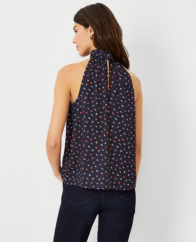 Ann Taylor Floral Bow Halter Top