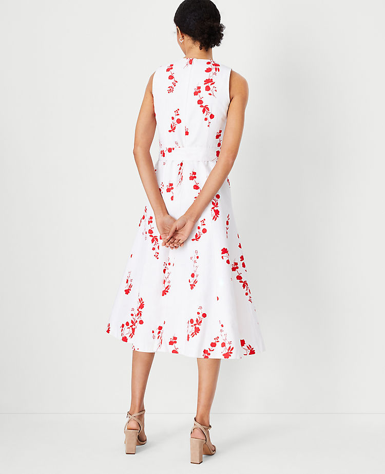 Ann Taylor Floral Button Flare Dress