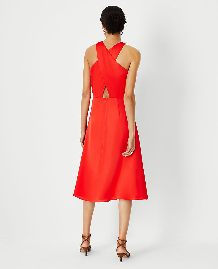 Ann Taylor Cutout Back Flare Halter Dress