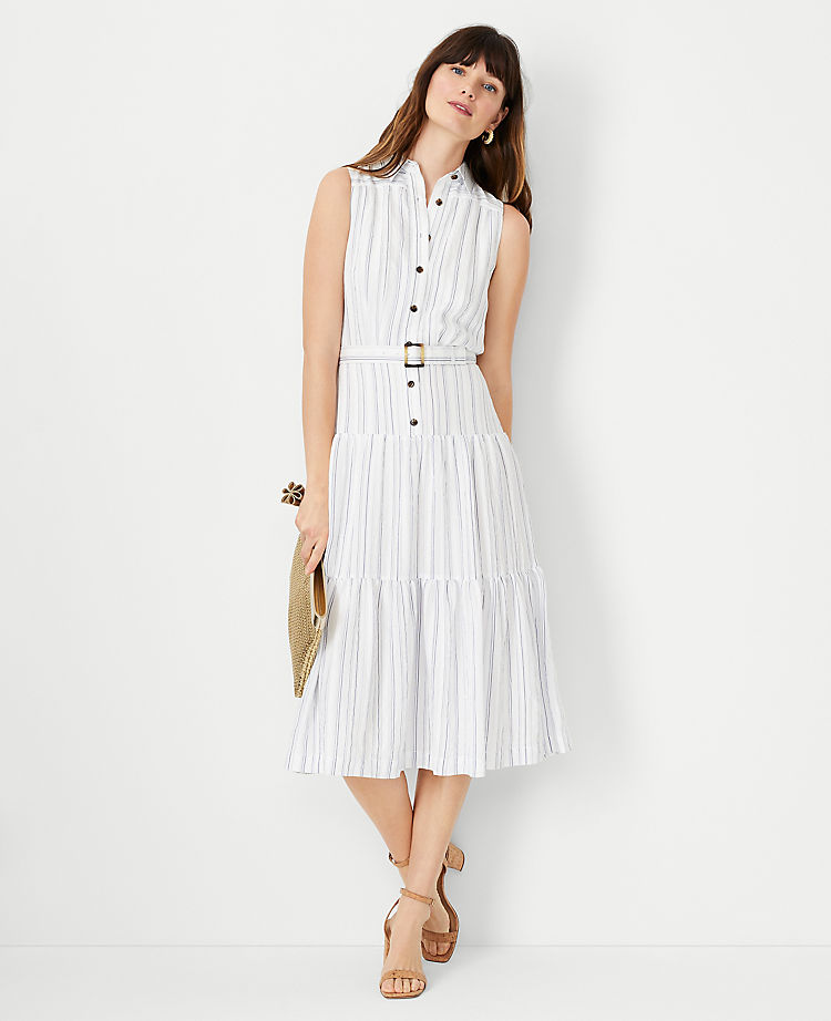 Striped Ruffle Tiered Flare Dress