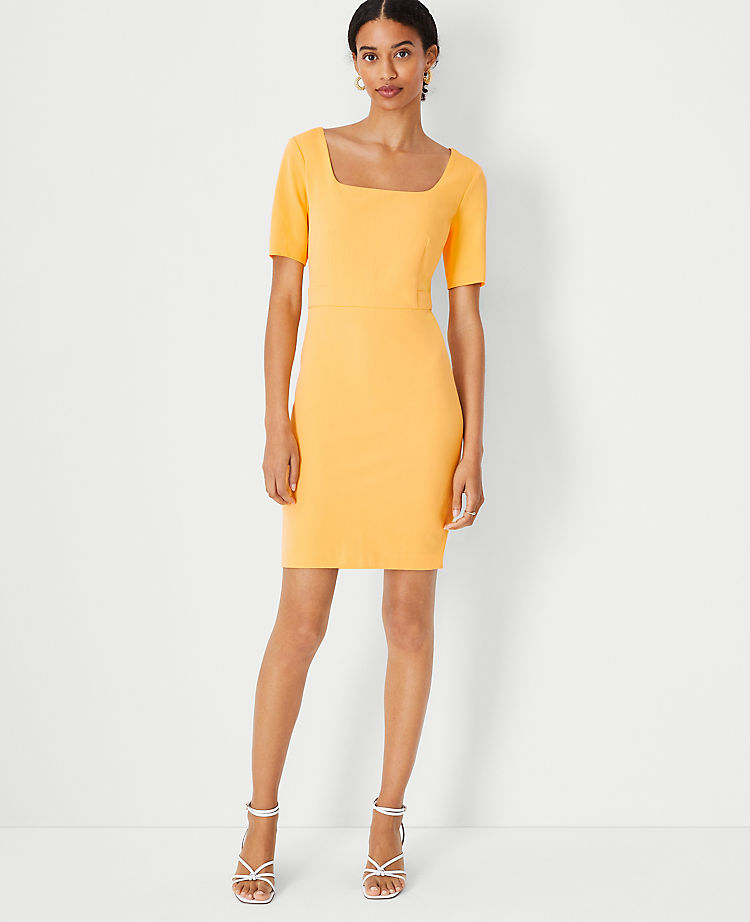 Ann Taylor Scoop Neck Short Sleeve Sheath Dress