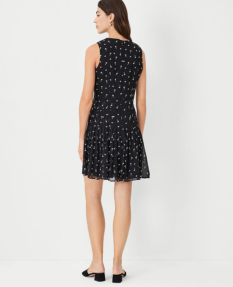 Ann Taylor Floral Pleated Flare Dress