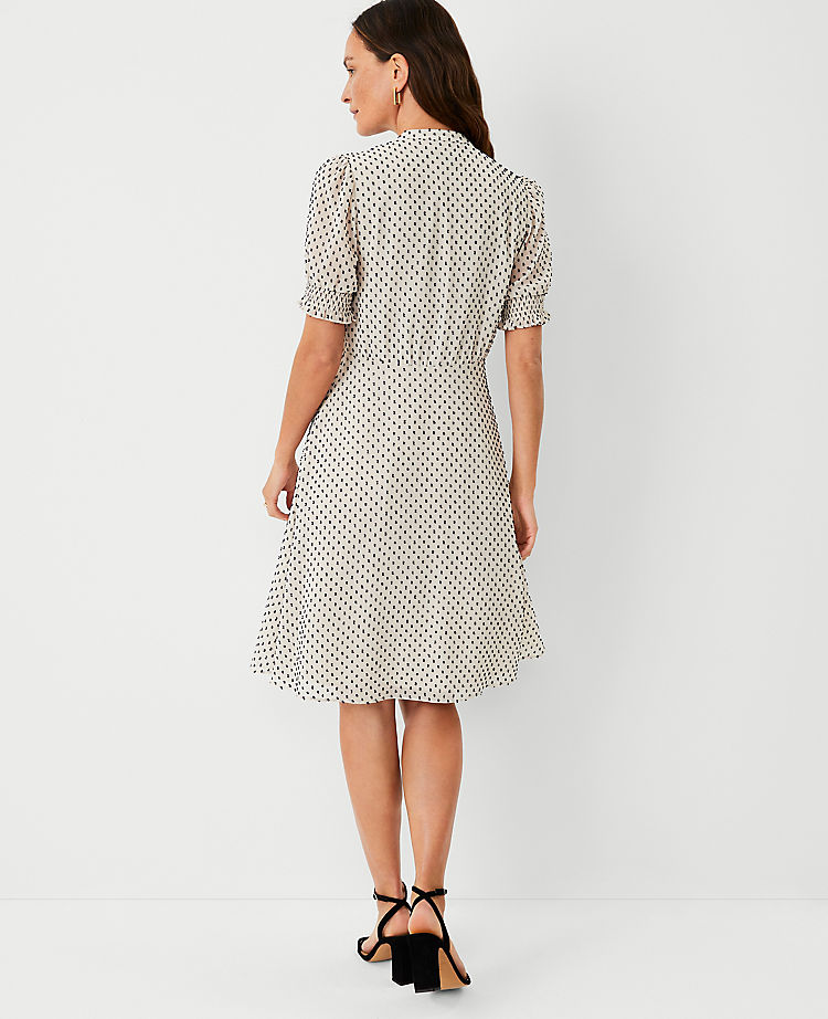 Ann Taylor Clip Tie Neck Flare Dress