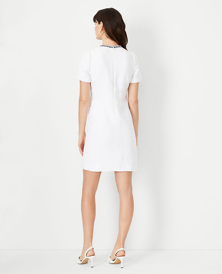 Ann Taylor Trimmed Tweed Pocket Shift Dress