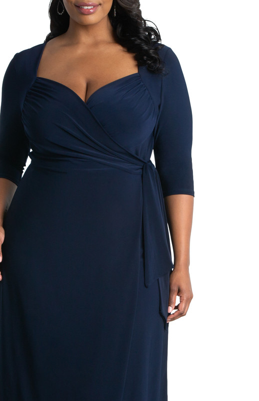 Kiyonna Plus Size Sweetheart Knit Wrap Dress with 3/4 Sleeves (Plus Size)