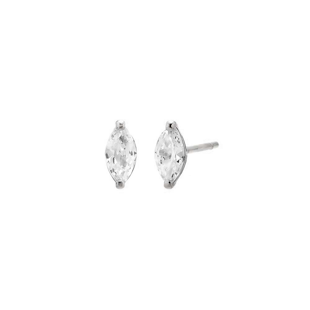 By Adina Eden -CZ MARQUISE SHAPE STUD EARRING 14K - 14K WHITE GOLD