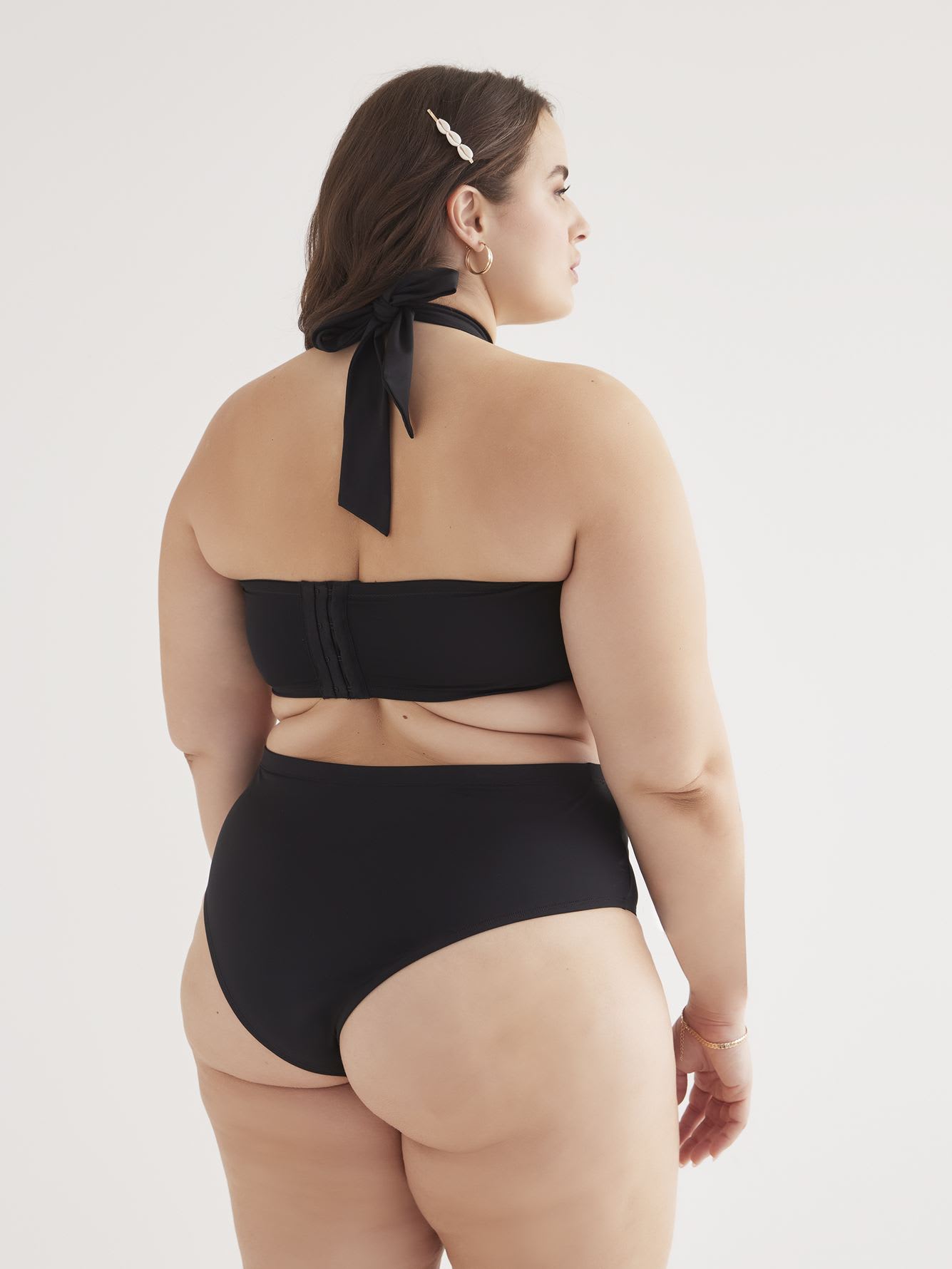 Black Crisscross Halter Bikini Top