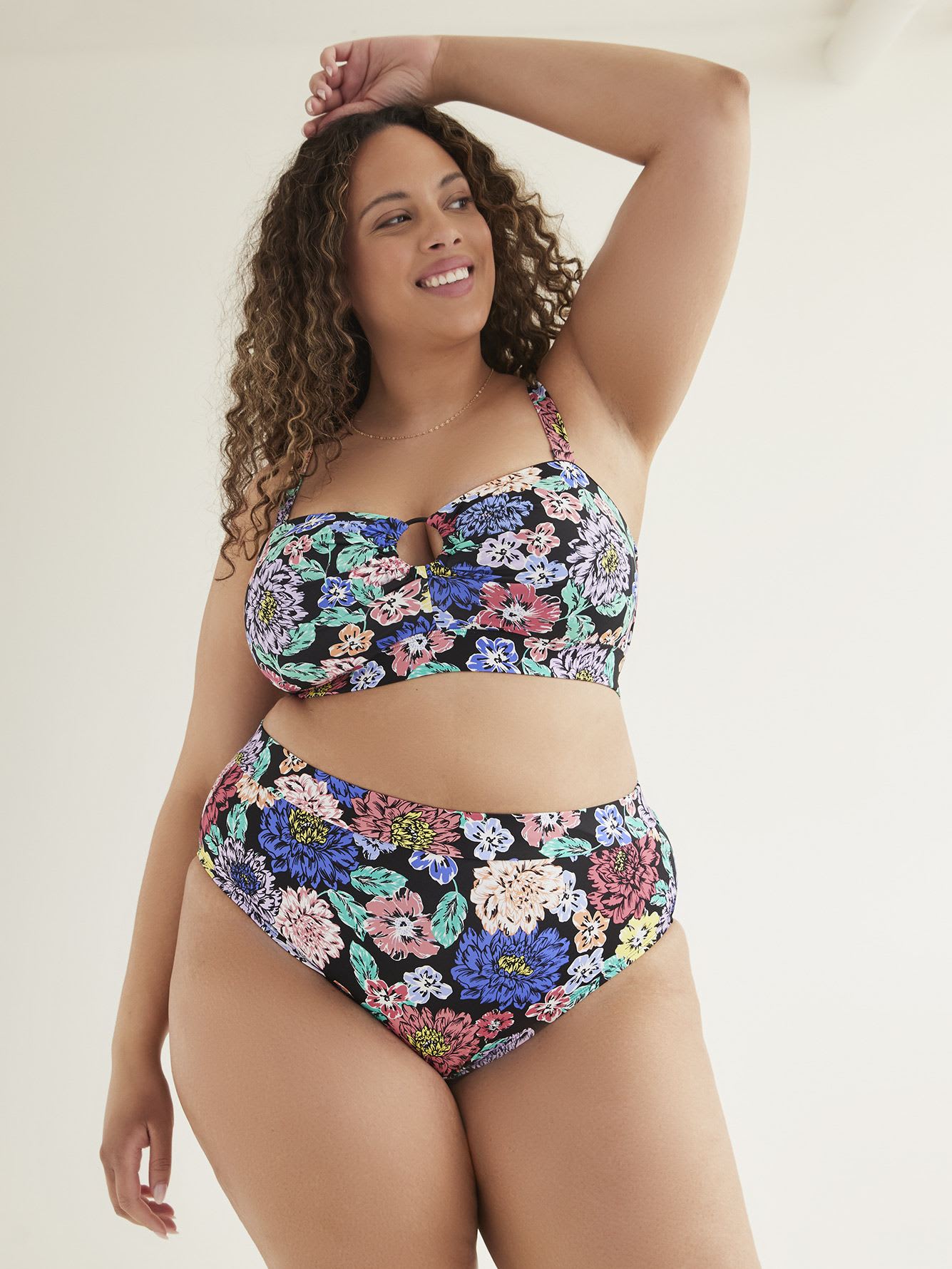 Floral Bandeau Bikini Top with Peekaboo