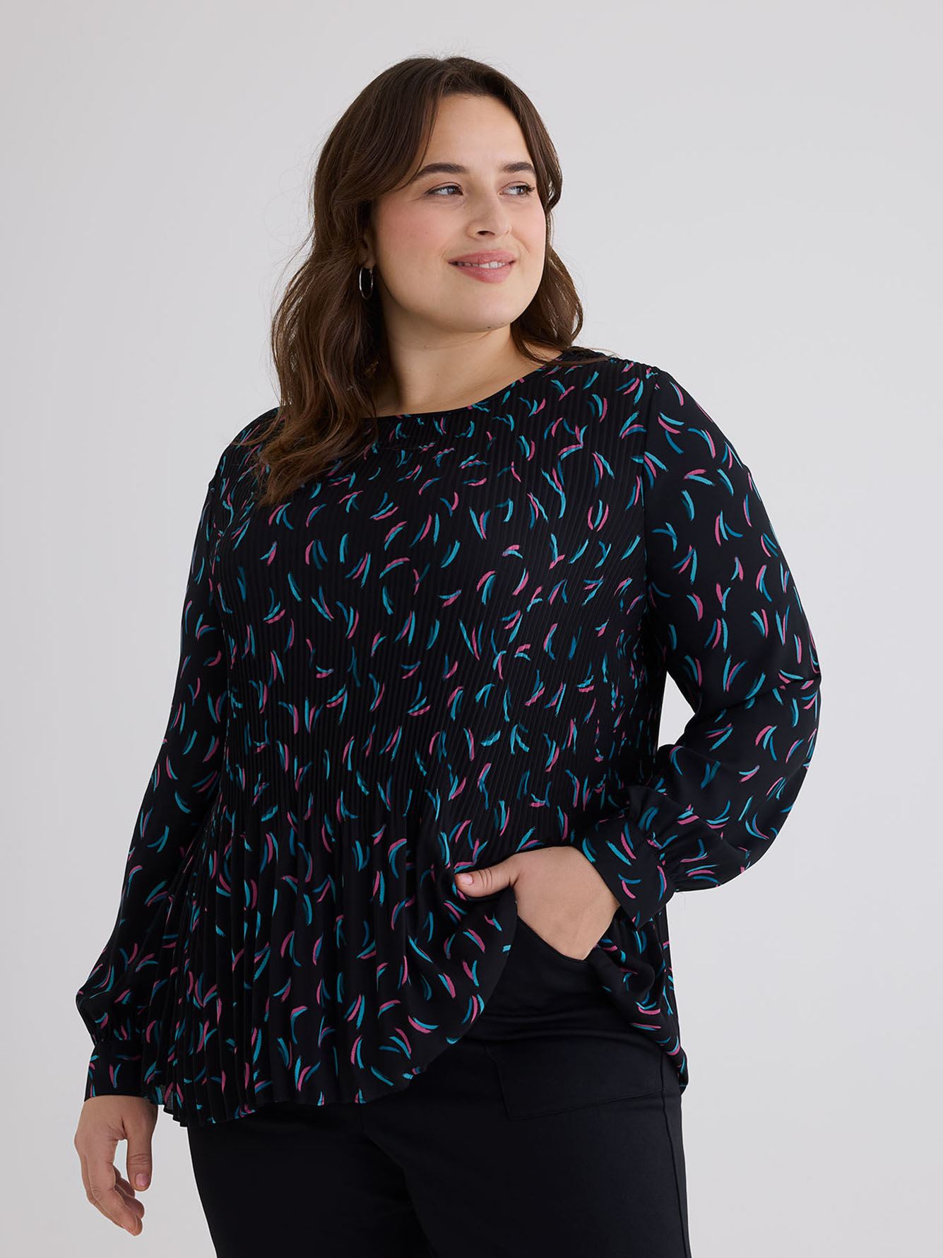 Responsible, Pleated A-Line Blouse