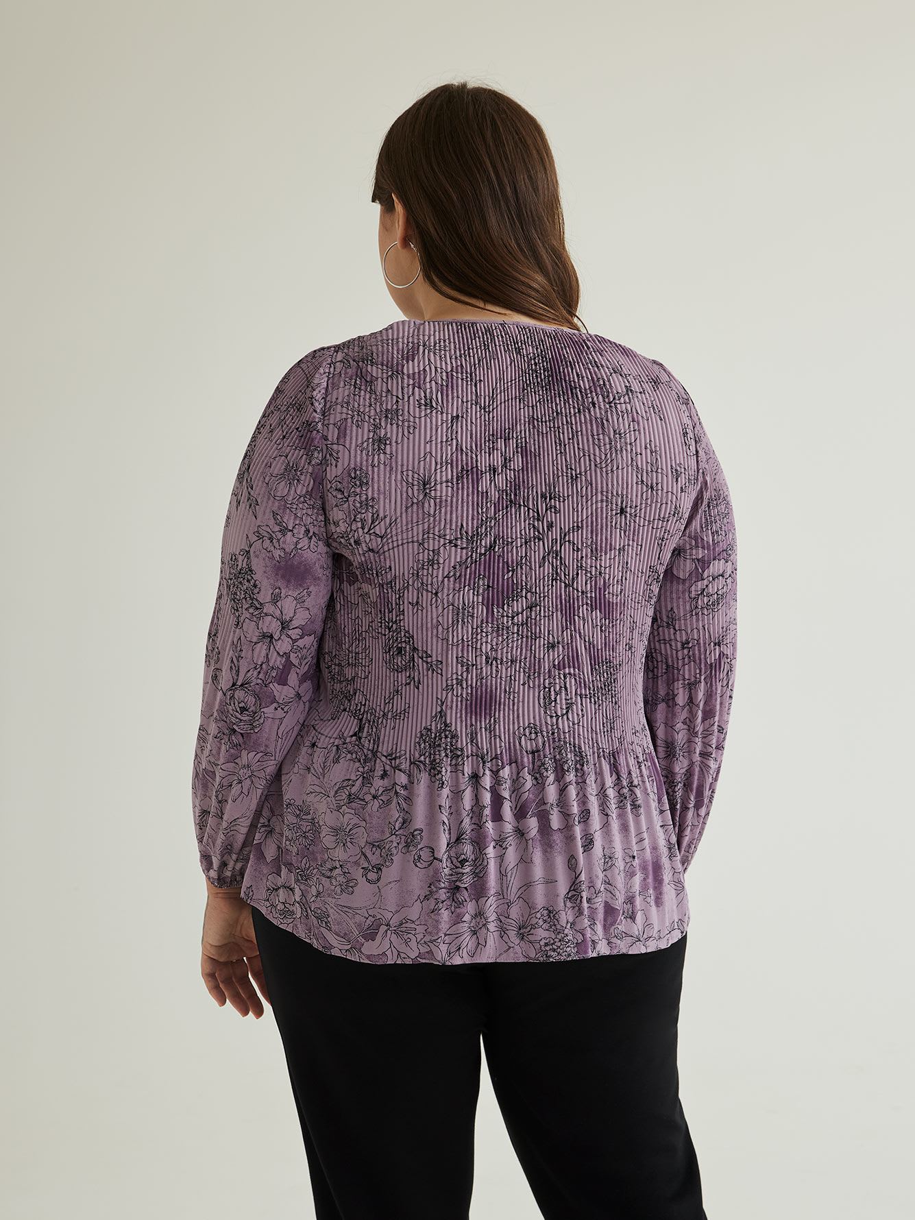 Responsible, Printed Pleated Swing Blouse