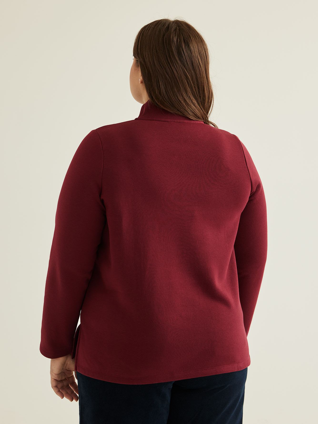 Mock-Neck Long-Sleeve Sweatshirt