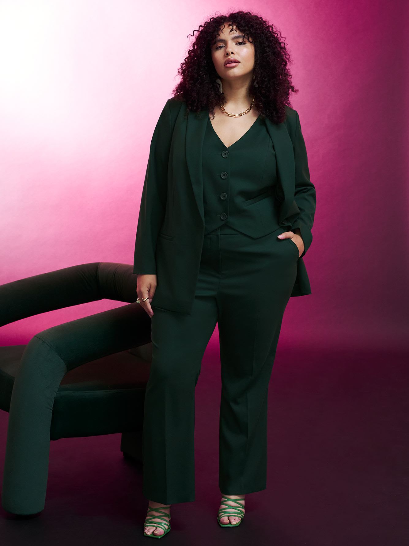 Green Flared-Leg Pant - Addition Elle