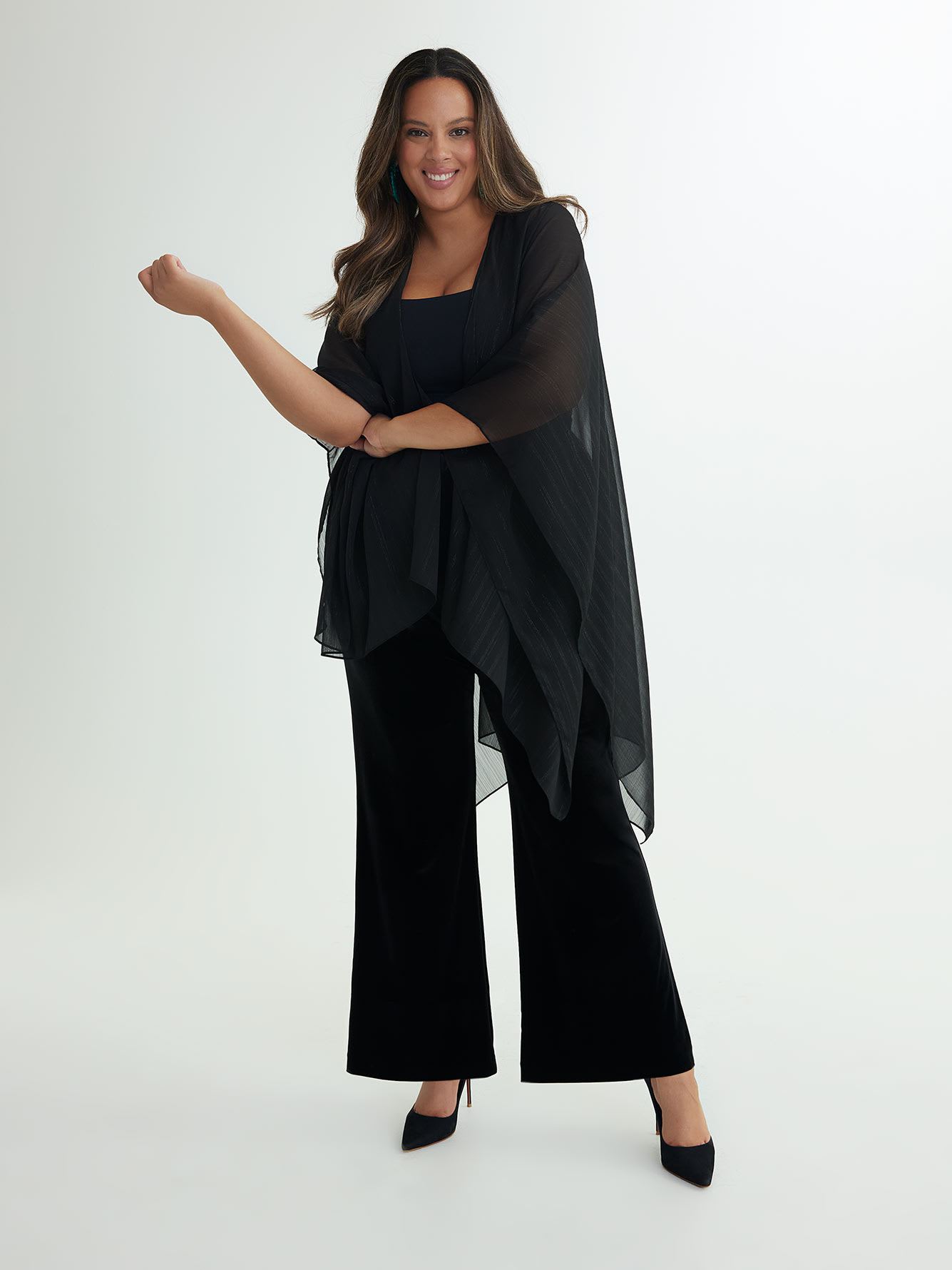 Lightweight Black Shawl with Striped Lurex