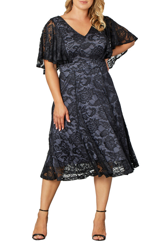Kiyonna Plus Size Camille Lace Cocktail Dress (Plus Size)