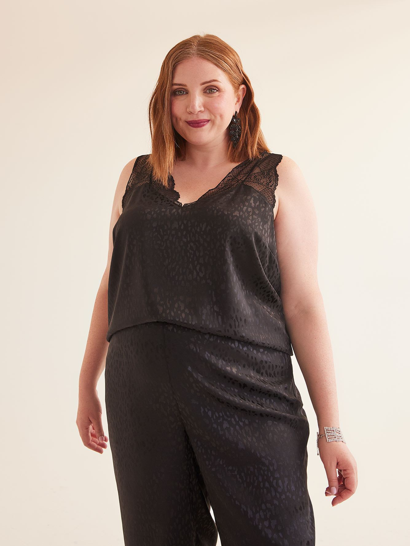 Black Sleeveless Blouse with Lace Shoulders