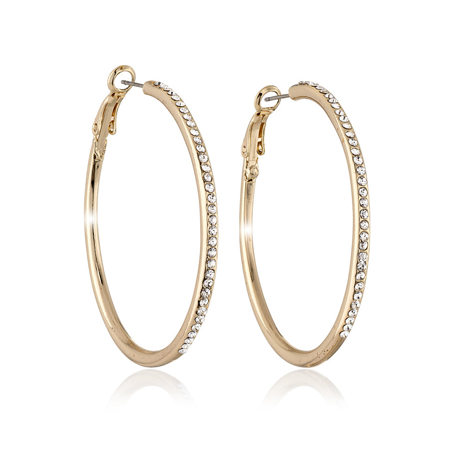 Goldtone Crystal Pave Hoop Earrings by Callura