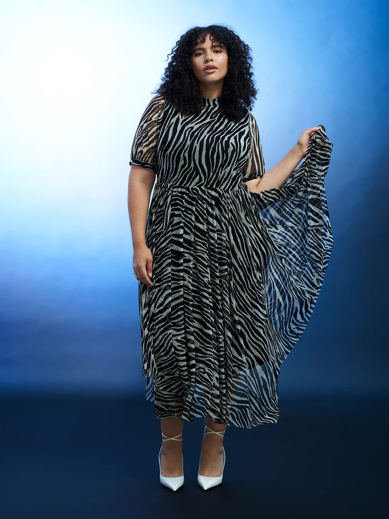 Midi Knit Dress with Shark-Bite Hem - Addition Elle