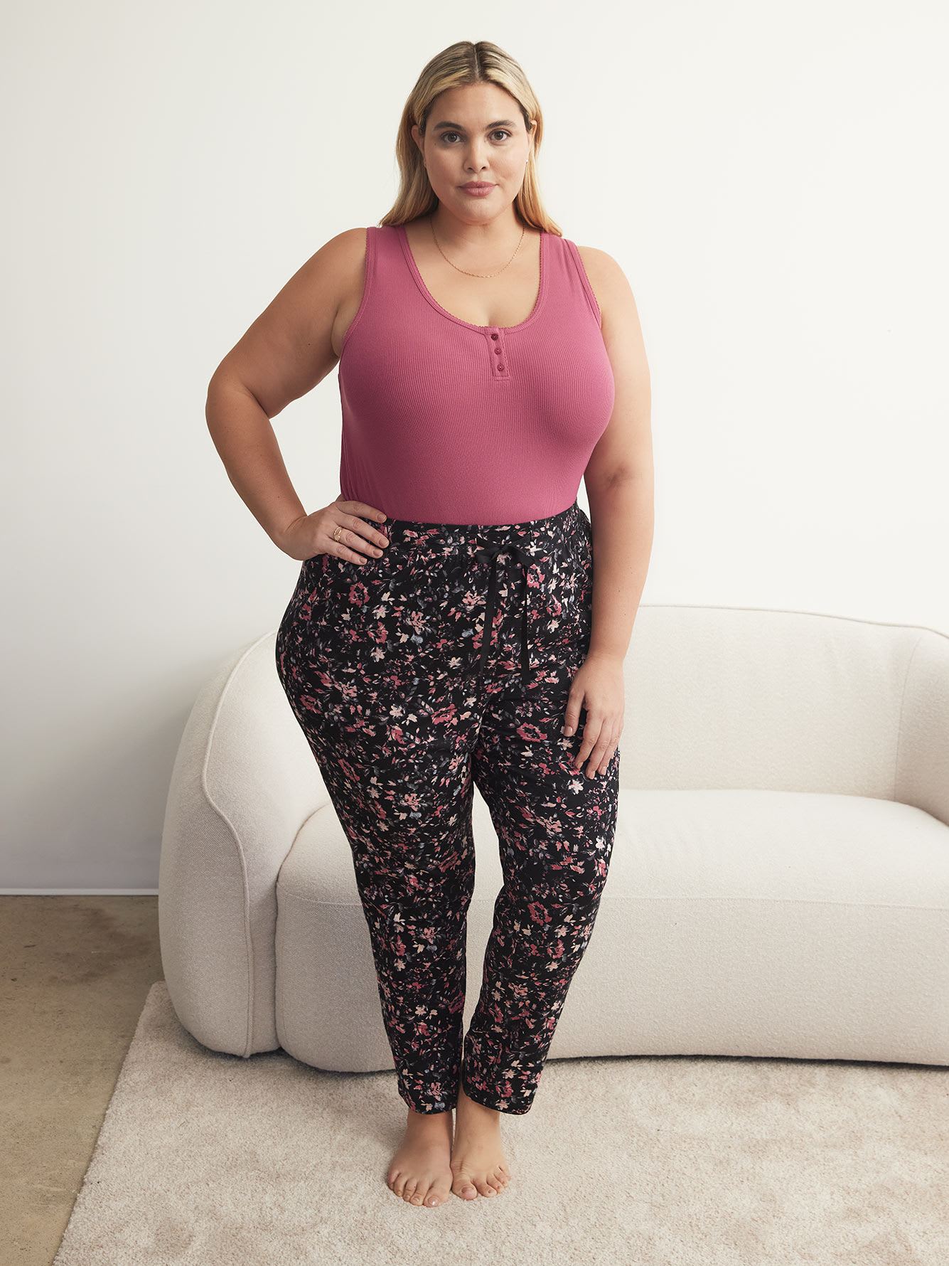 Cotton Jogger Pyjama Pant with Flower Print - ti Voglio