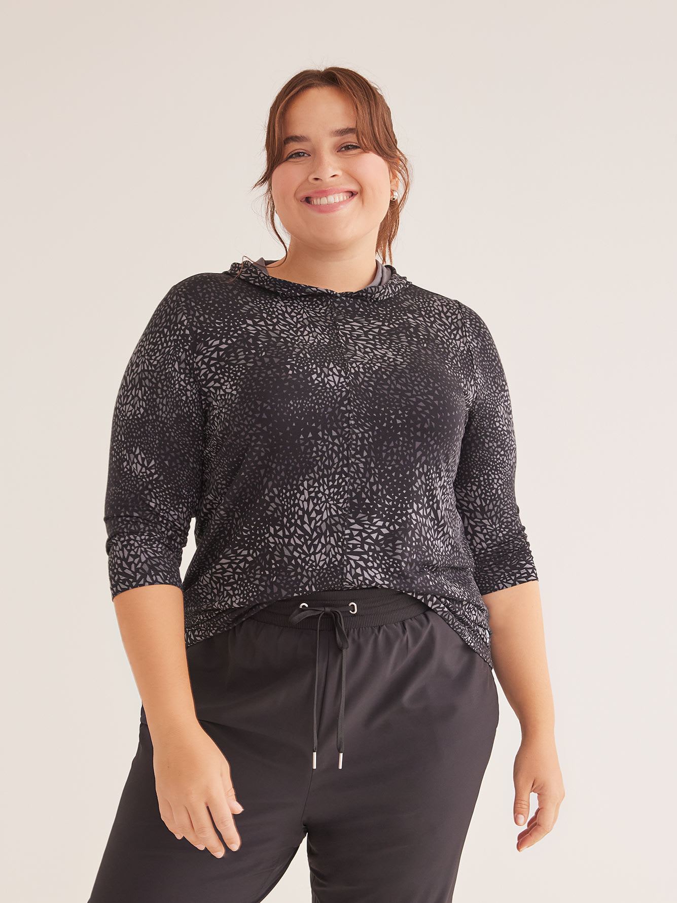 Responsible, Hooded 3/4 Sleeve Knit Top - Active Zone