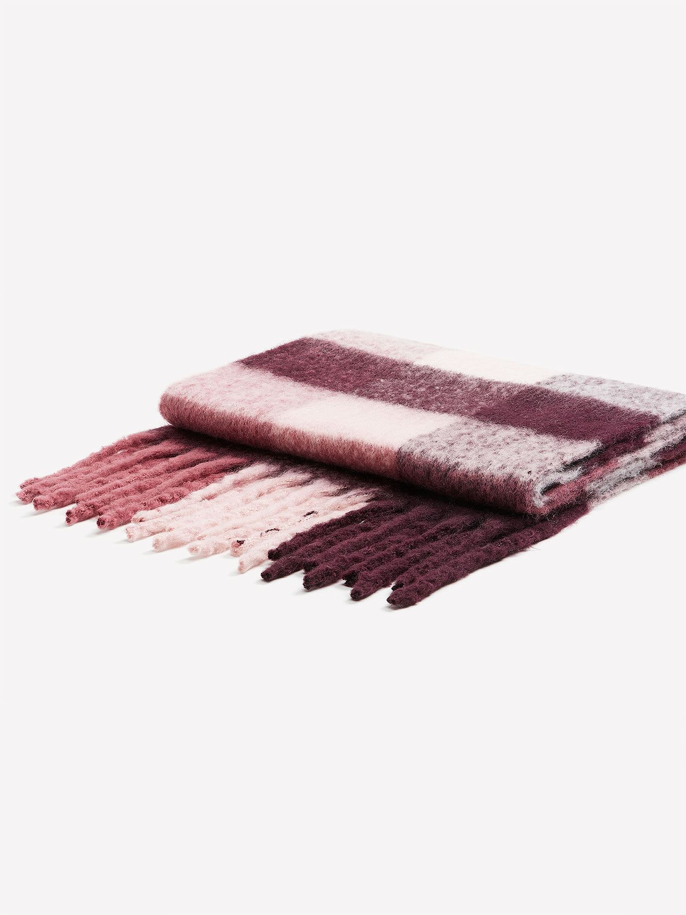 Cozy Pink & Burgundy Plaid Scarf