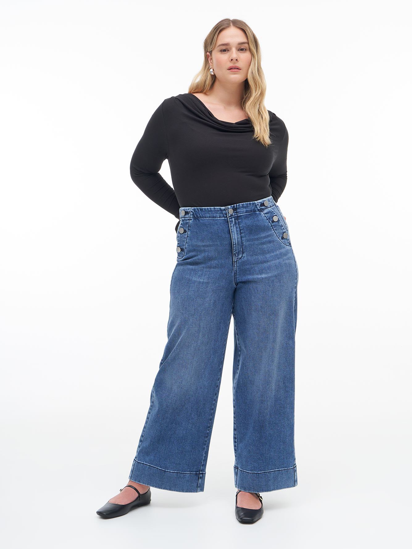 Black Cowl Neck Knit Top - Addition Elle