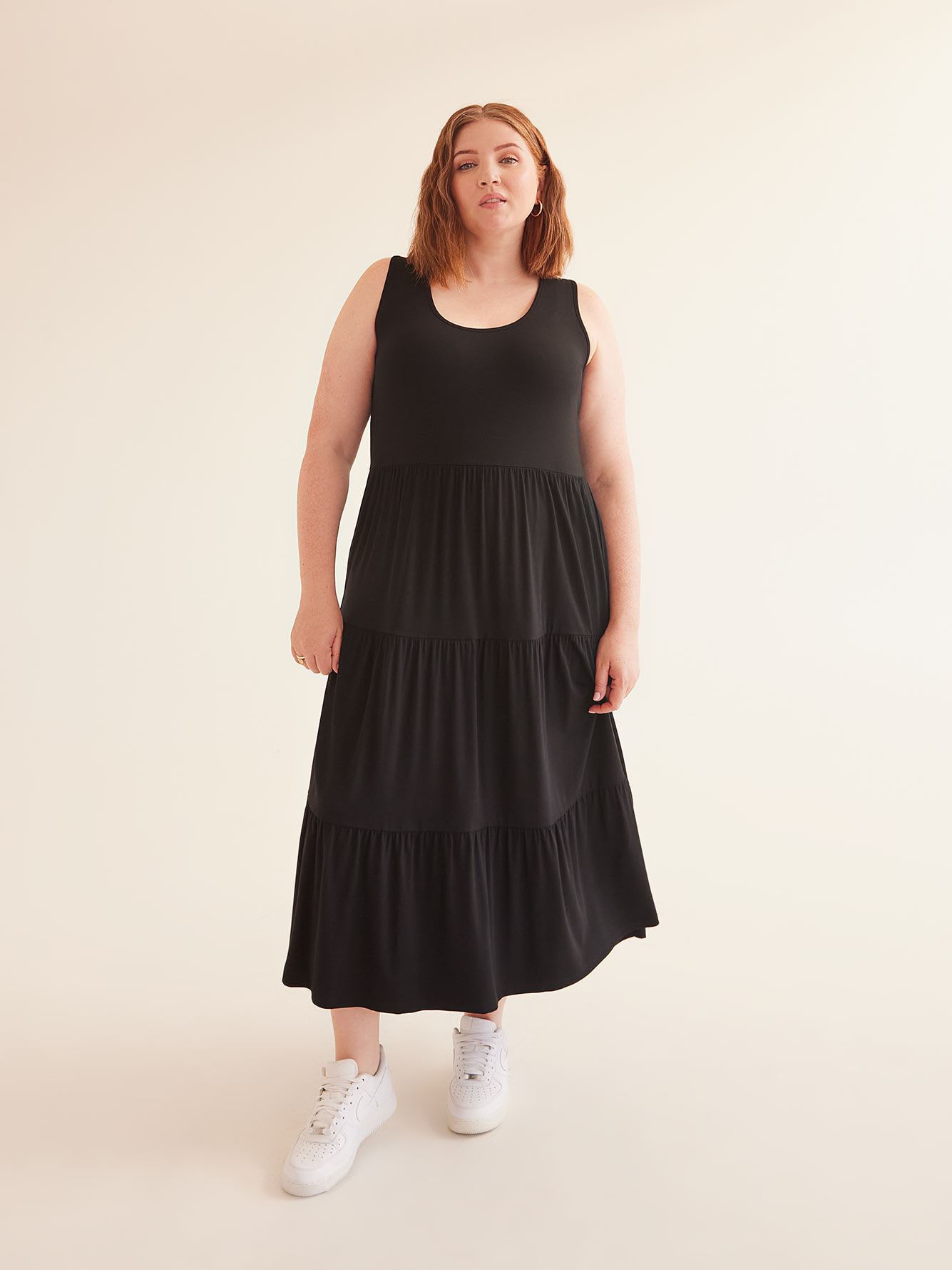 Responsible, Sleeveless Tiered Maxi Dress