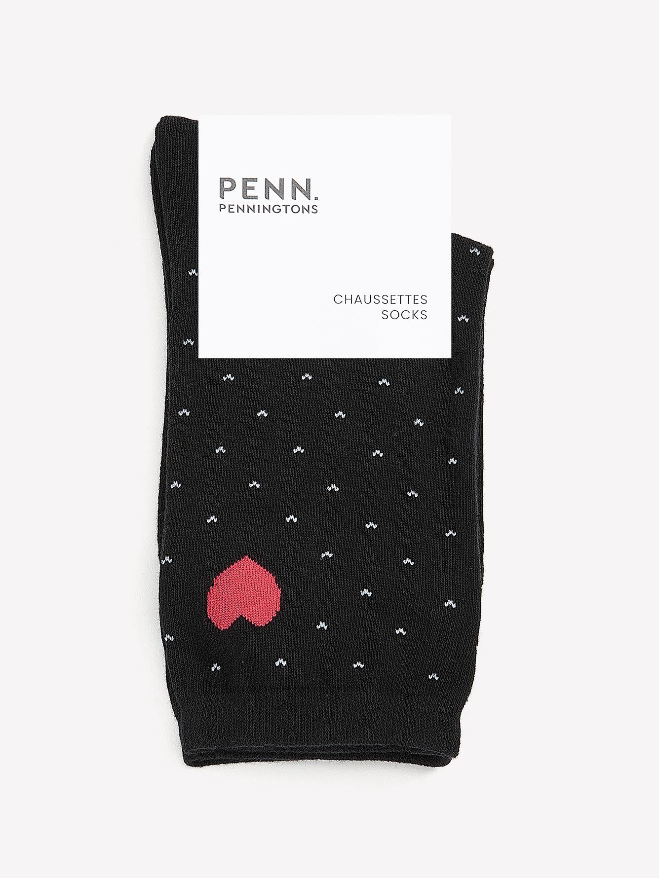 Dotted Crew Socks with Red Heart