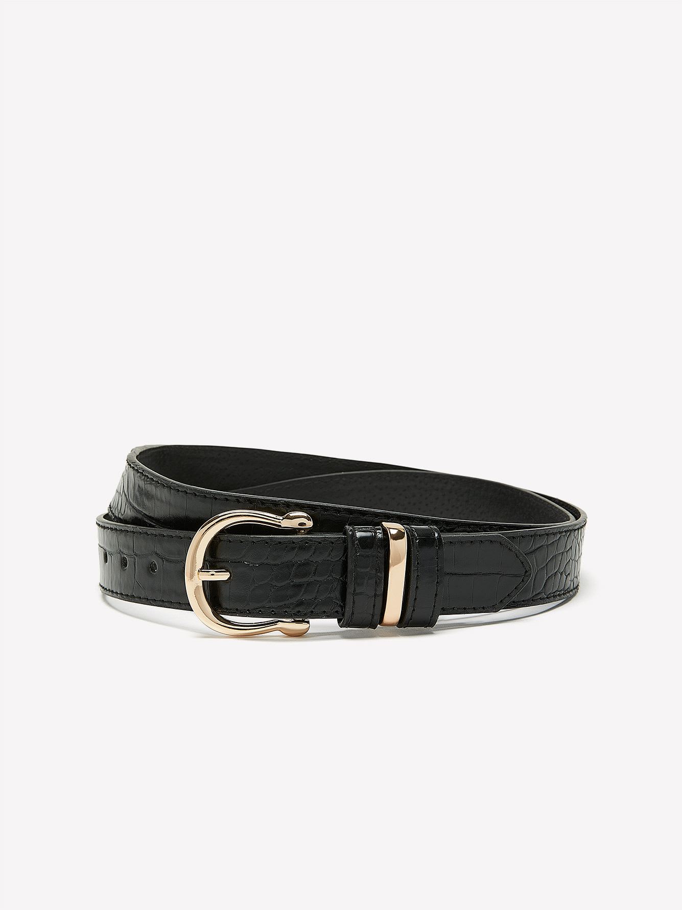 Slim Croco-Textured Belt