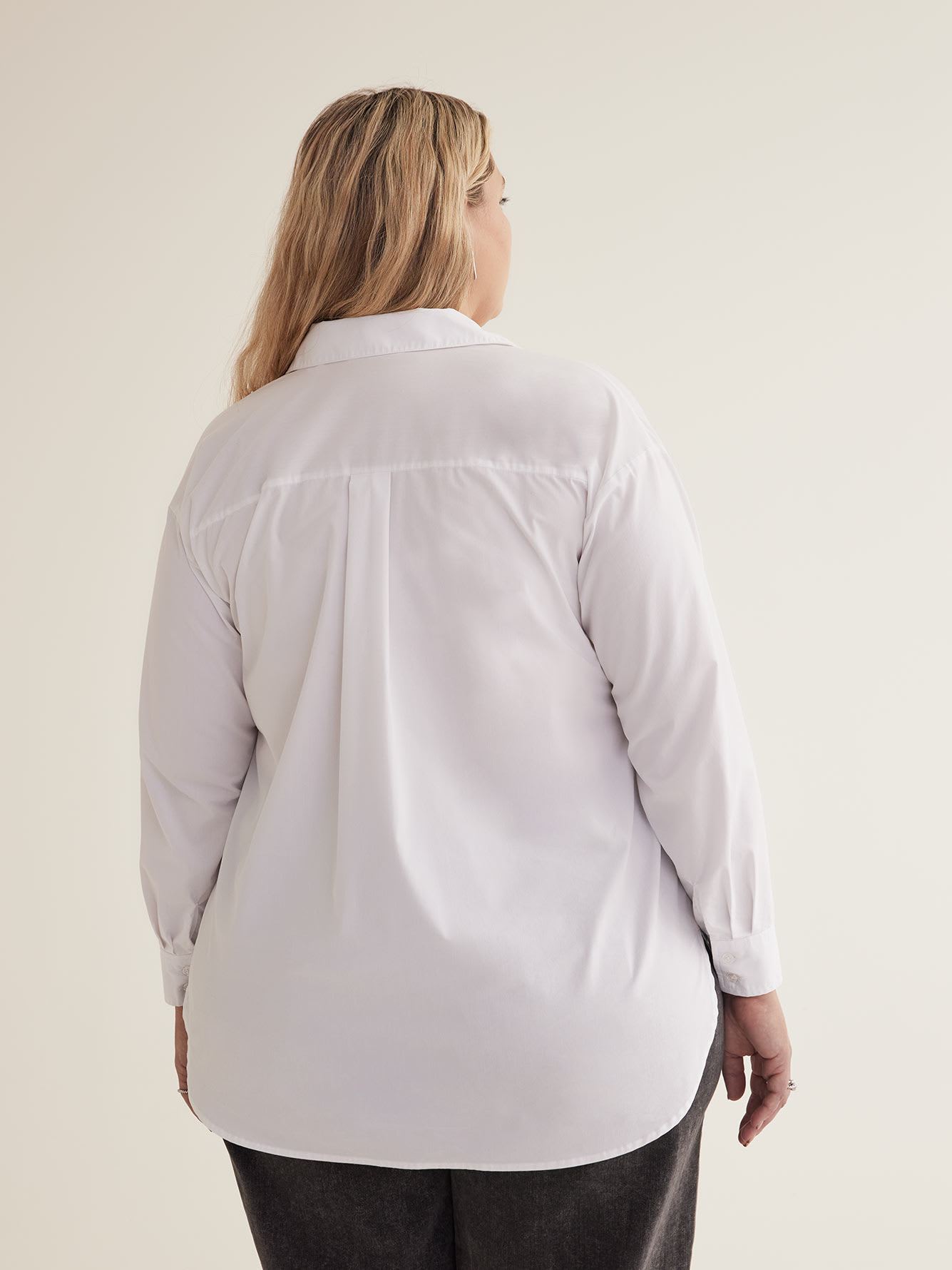 Poplin Tunic Shirt with High-Low Hem