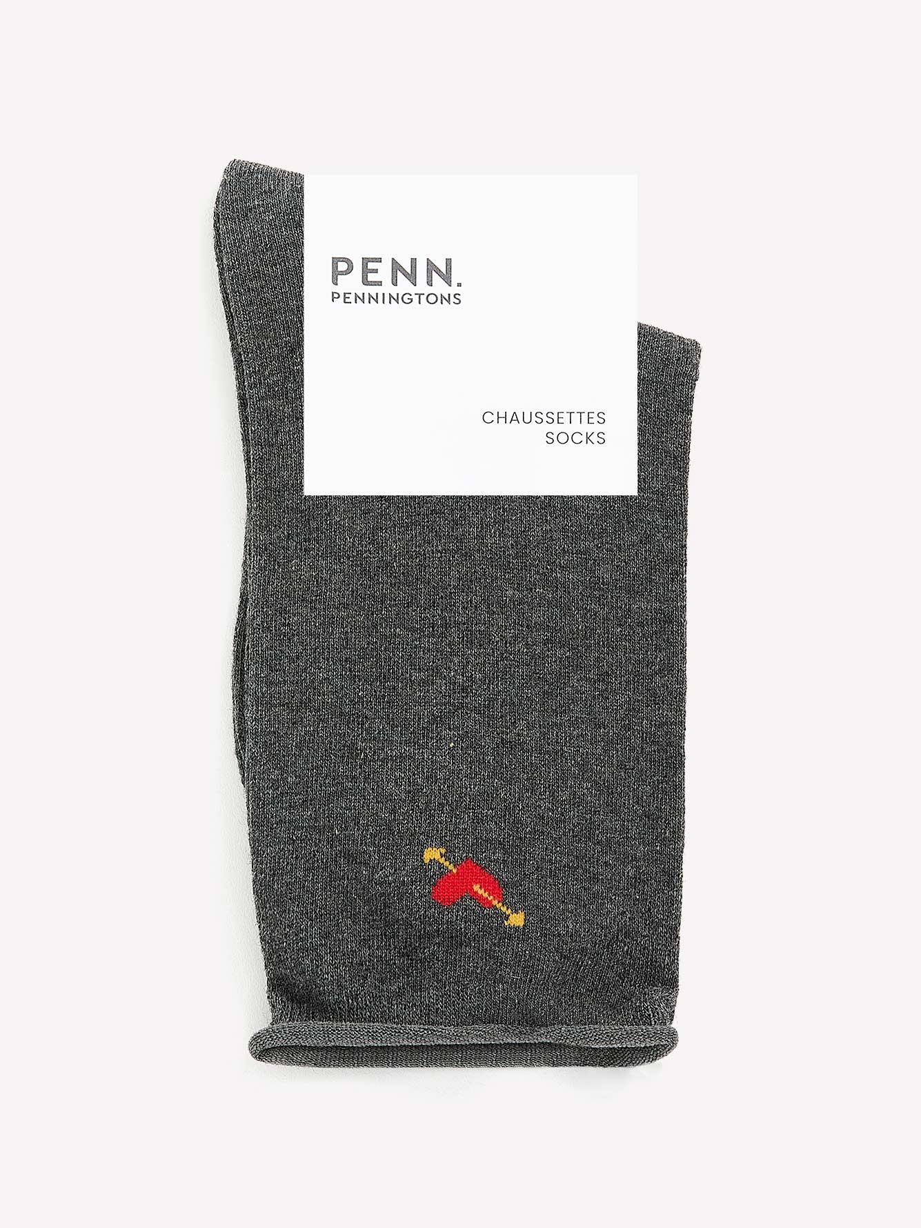 Jacquard Crew Socks with Heart Placement Print