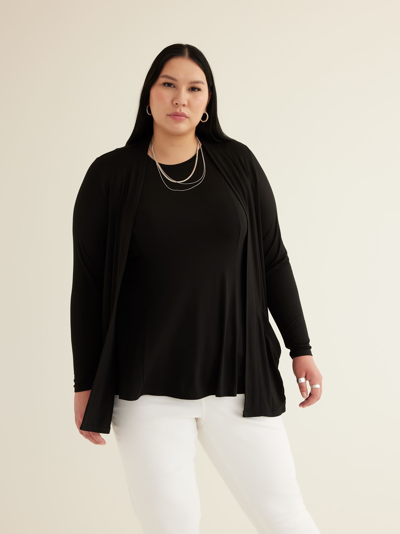 Responsible, Black Long-Sleeve Knit Cardigan - PENN. Essentials