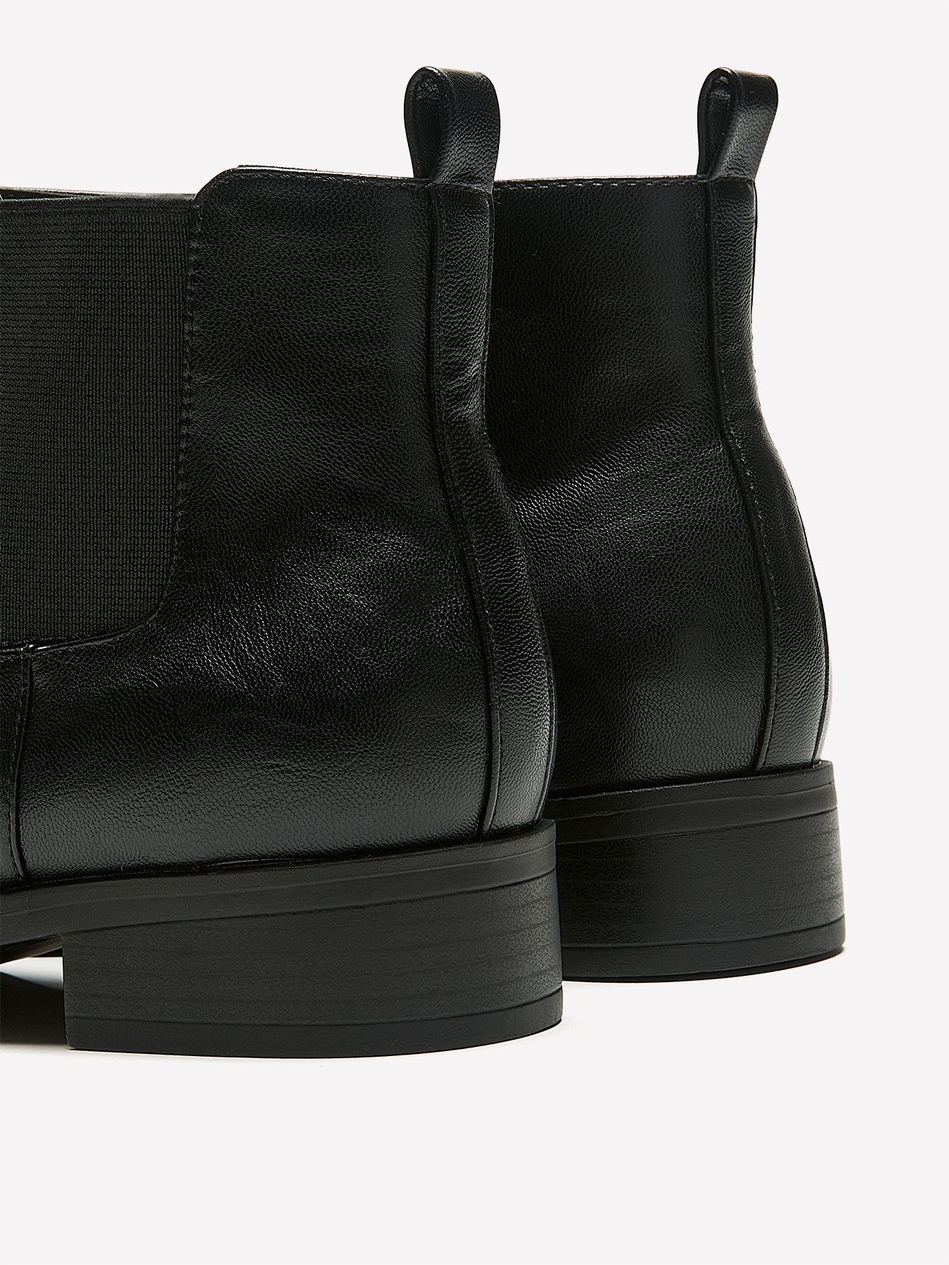 Extra Wide Width, Black Faux Leather Chelsea Bootie