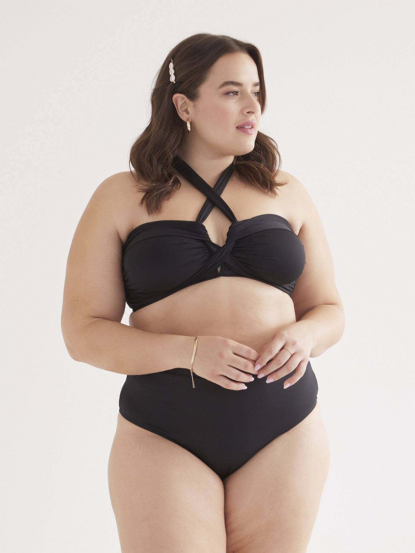 Black Crisscross Halter Bikini Top