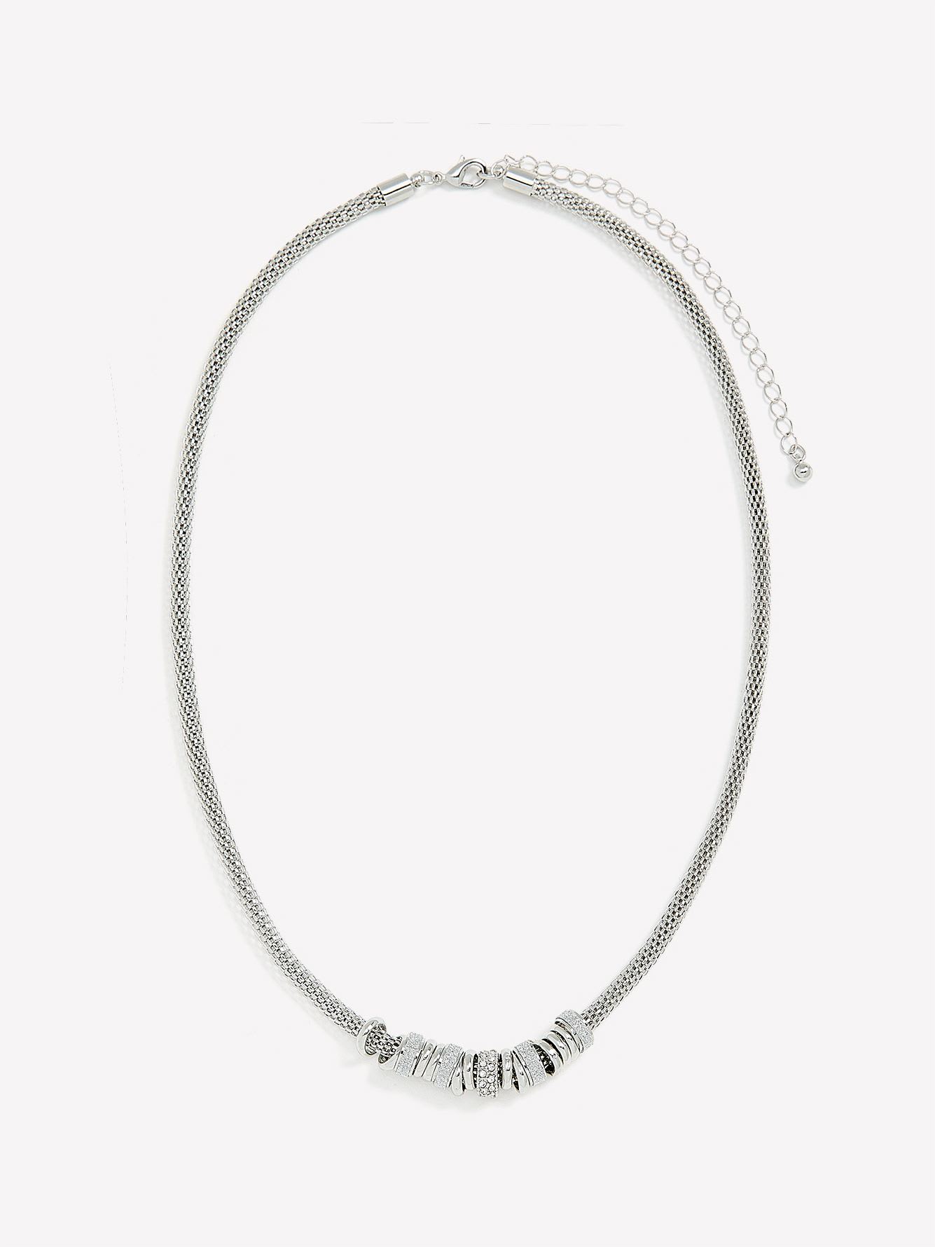 Short Necklace with Paper Glitter Circle Stones