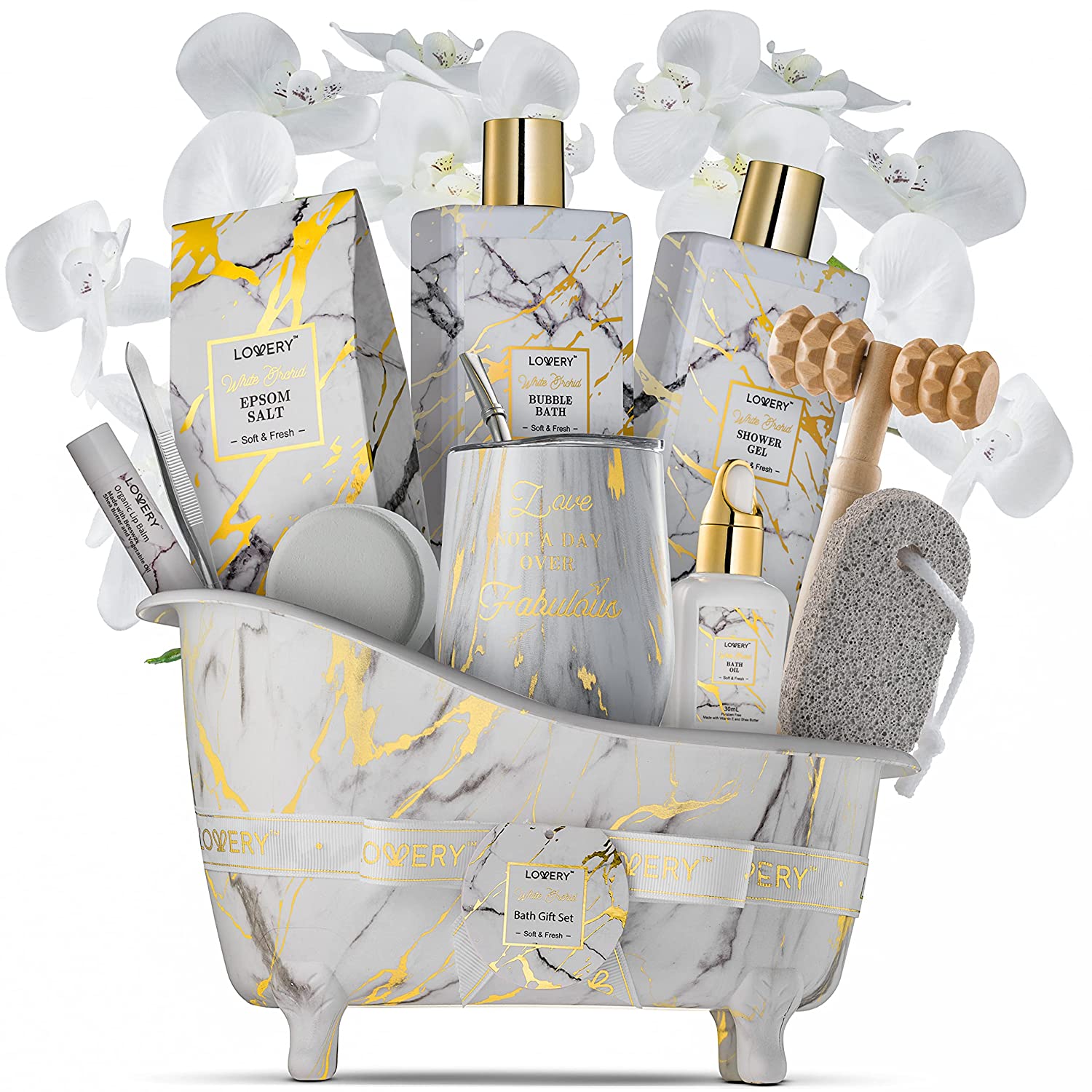 Lovery White Orchid Bath And Body Gift Set, 13 Piece