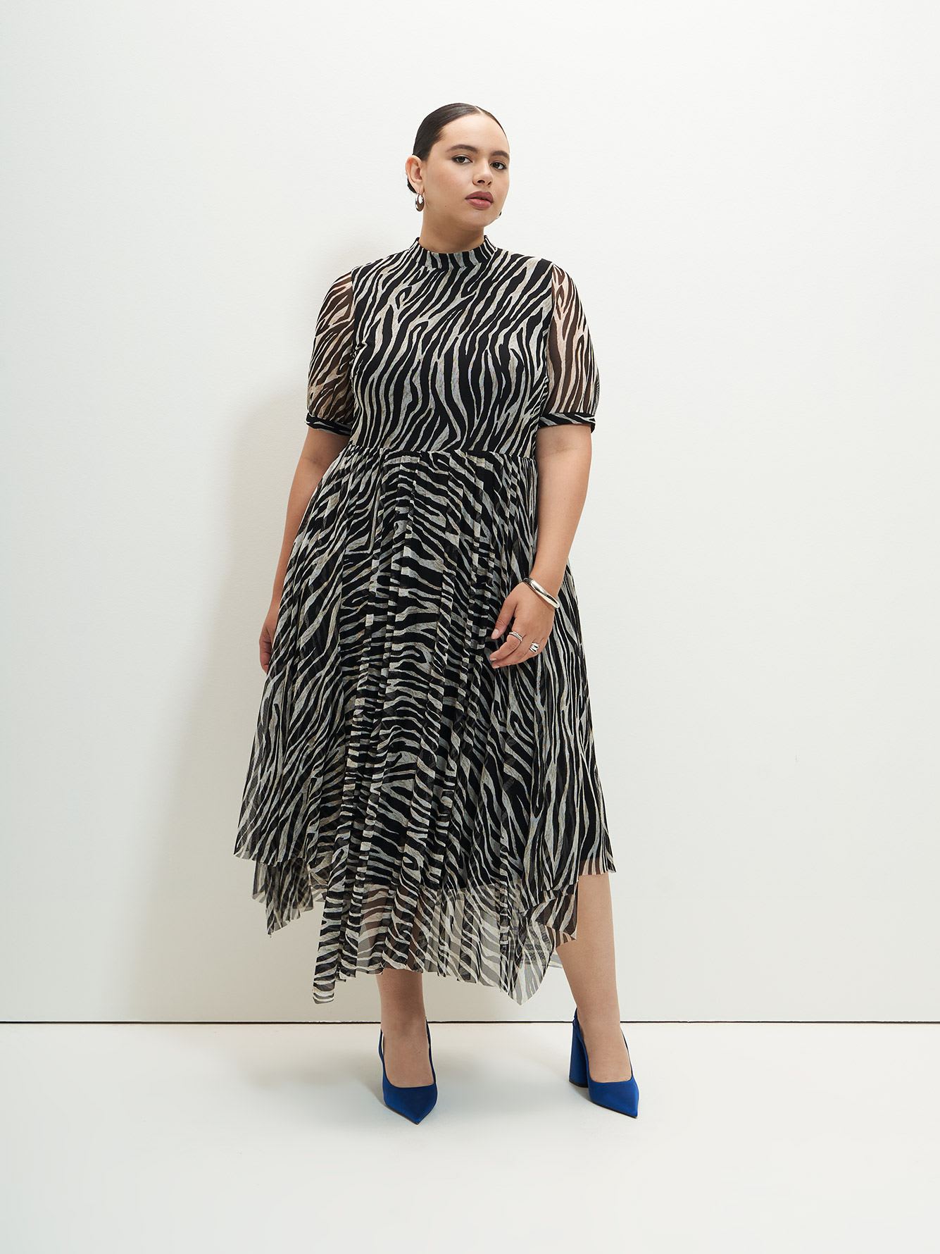 Midi Knit Dress with Shark-Bite Hem - Addition Elle