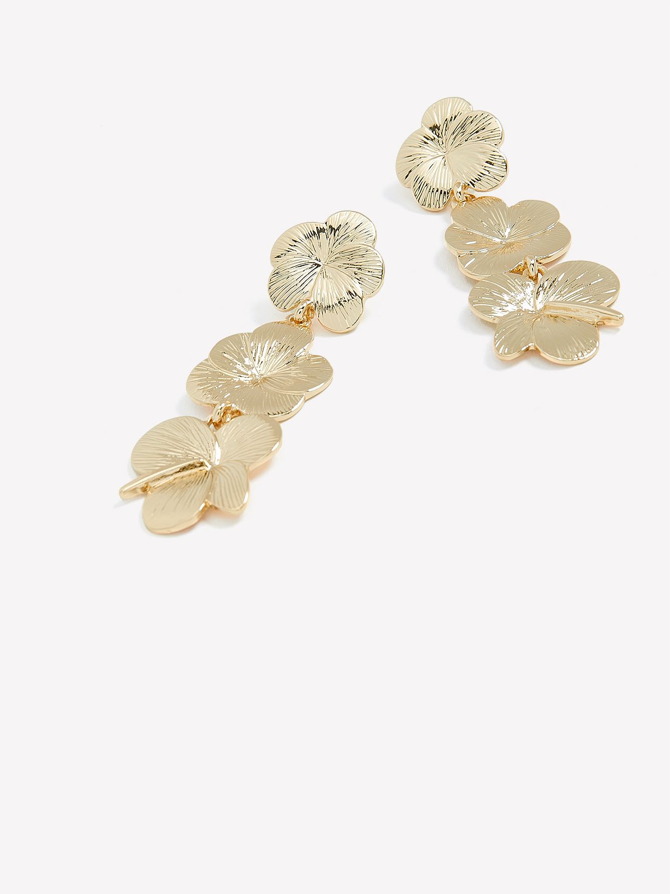 Hammered Flower Pendant Earrings