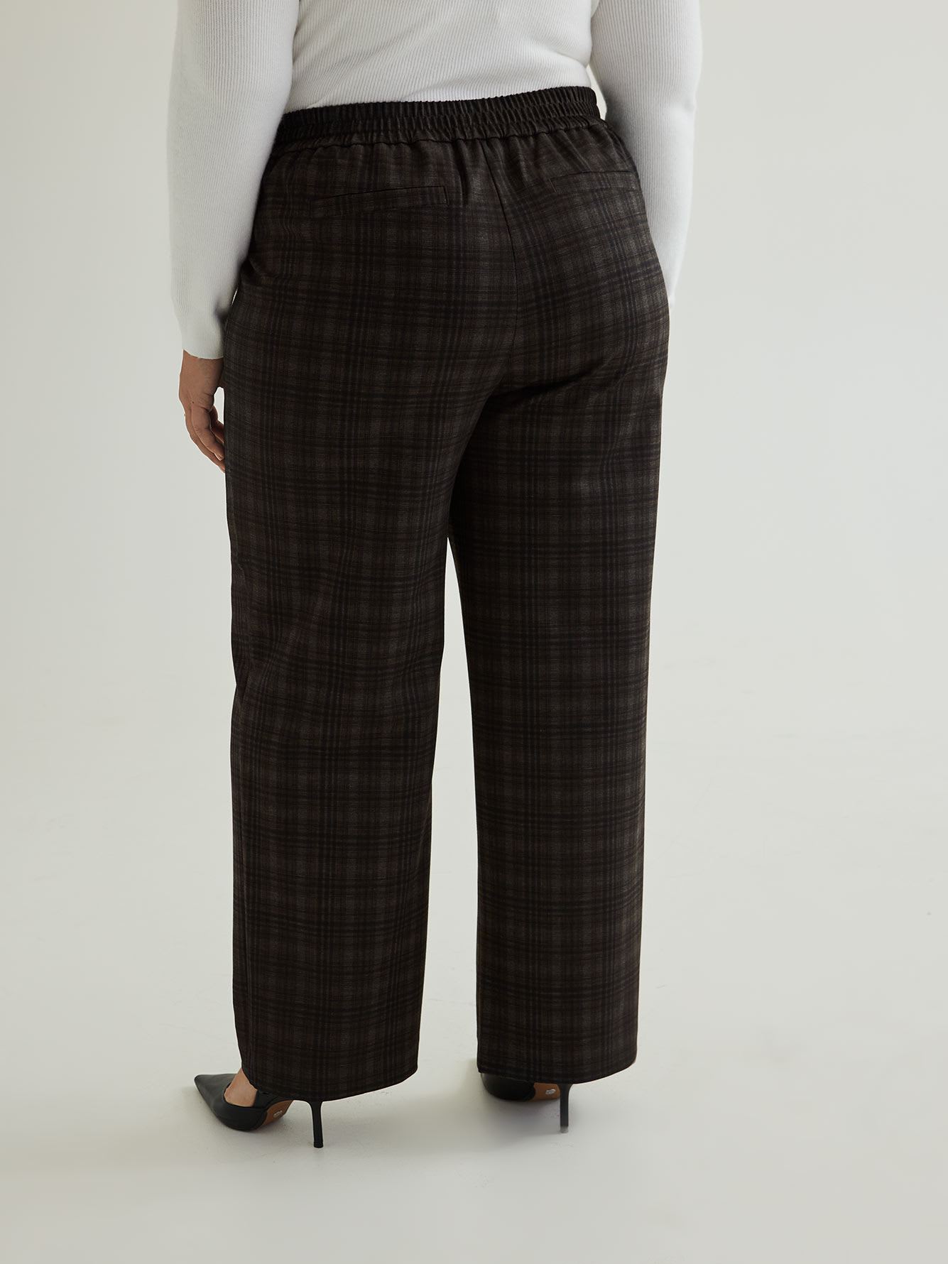 Plaid Essential Ponte de Roma Wide-Leg Pant