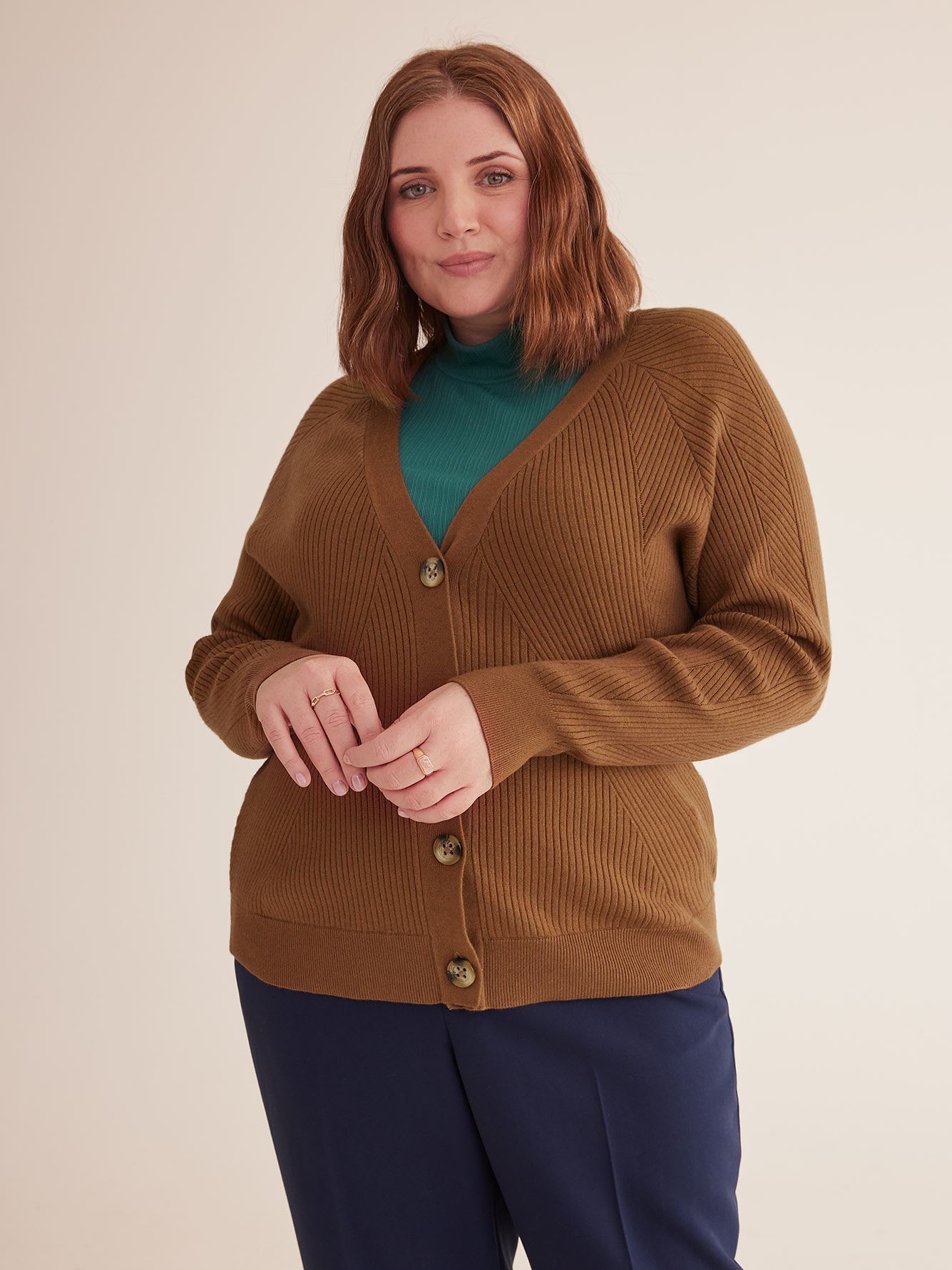 Buttoned Down Cardigan with Pointelle Stitches