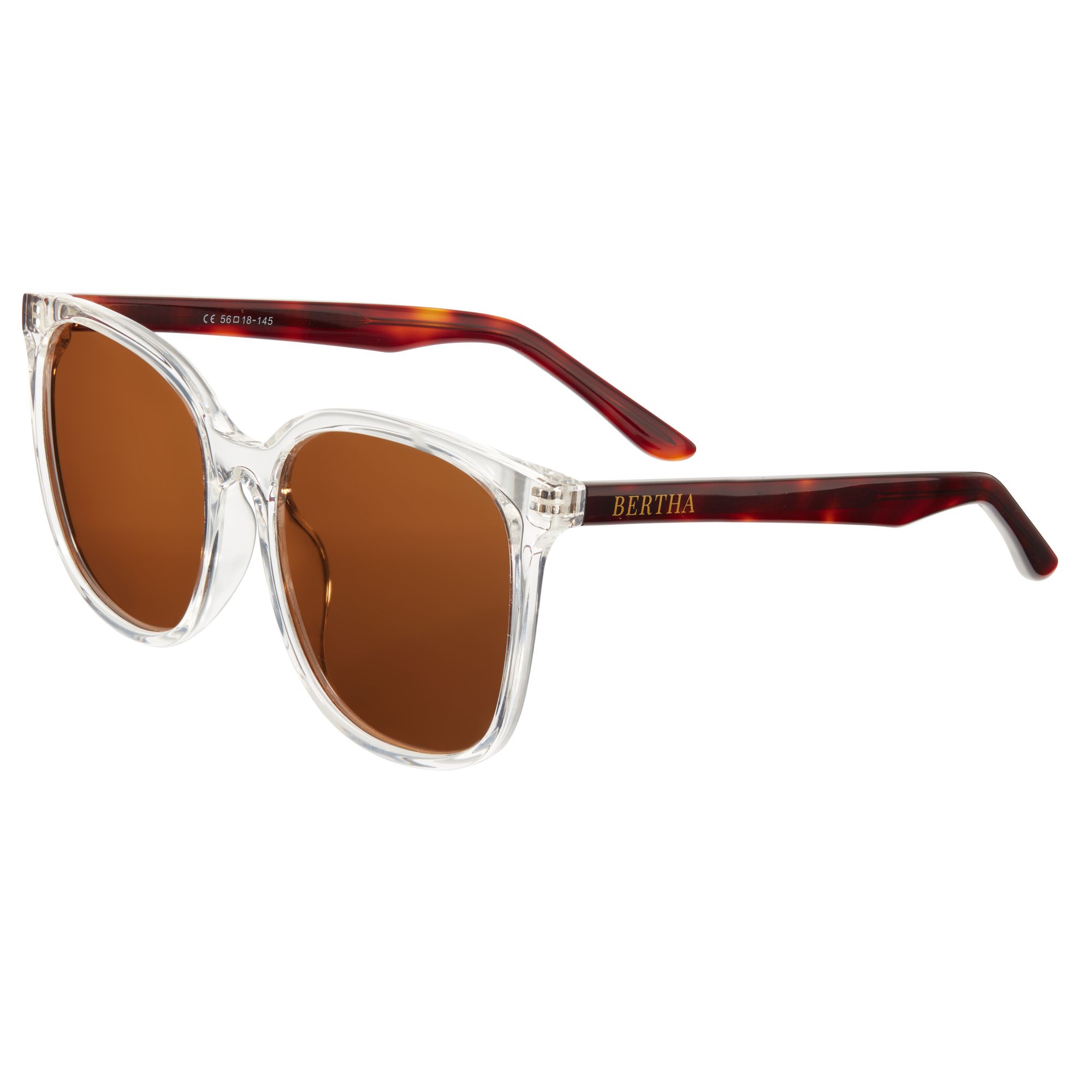 Bertha - Avery Polarized Sunglasses - Clear/Brown