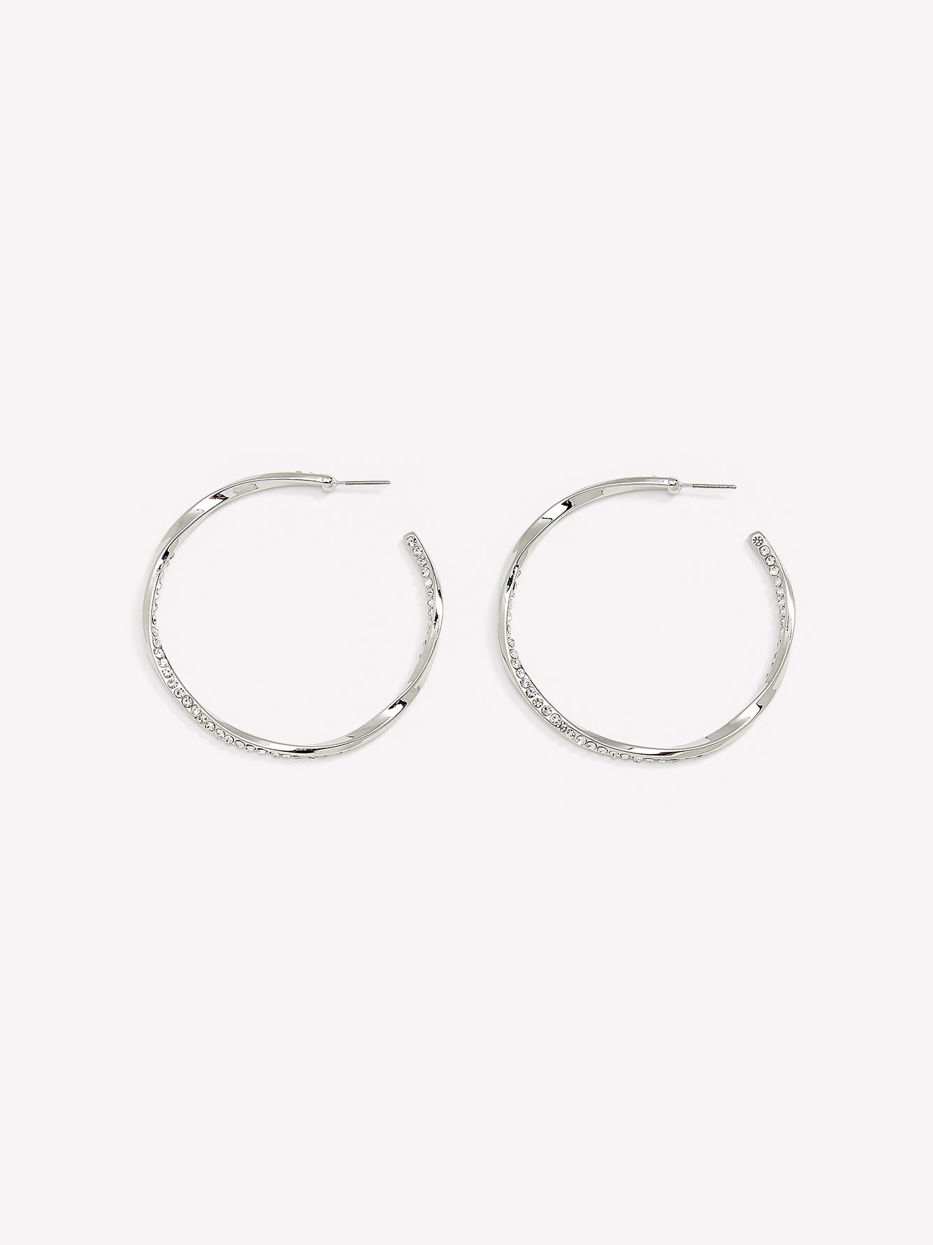Silver Twisted Hoop Earrings
