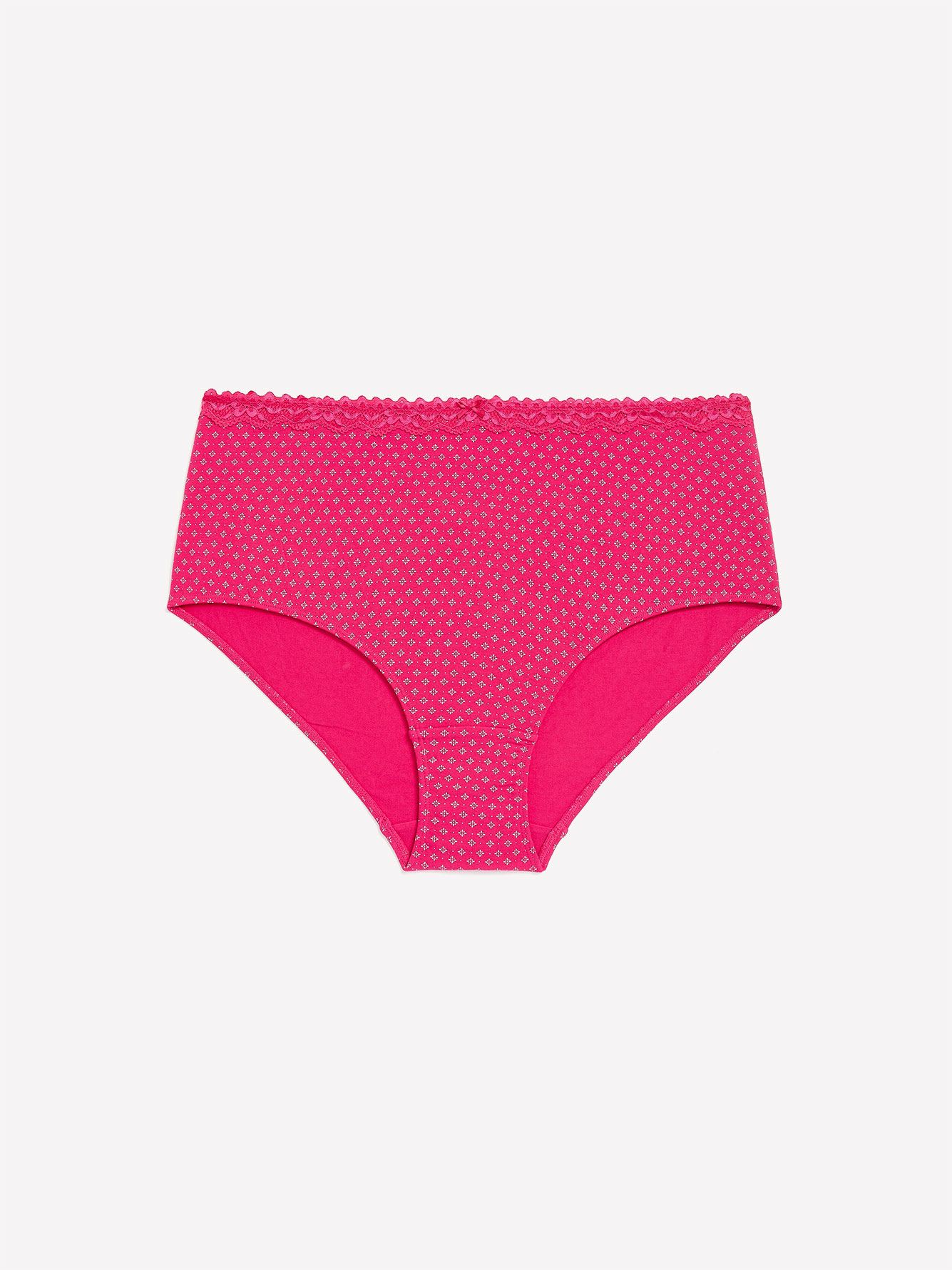 Printed Cotton Brief with Lace Waistband - ti Voglio