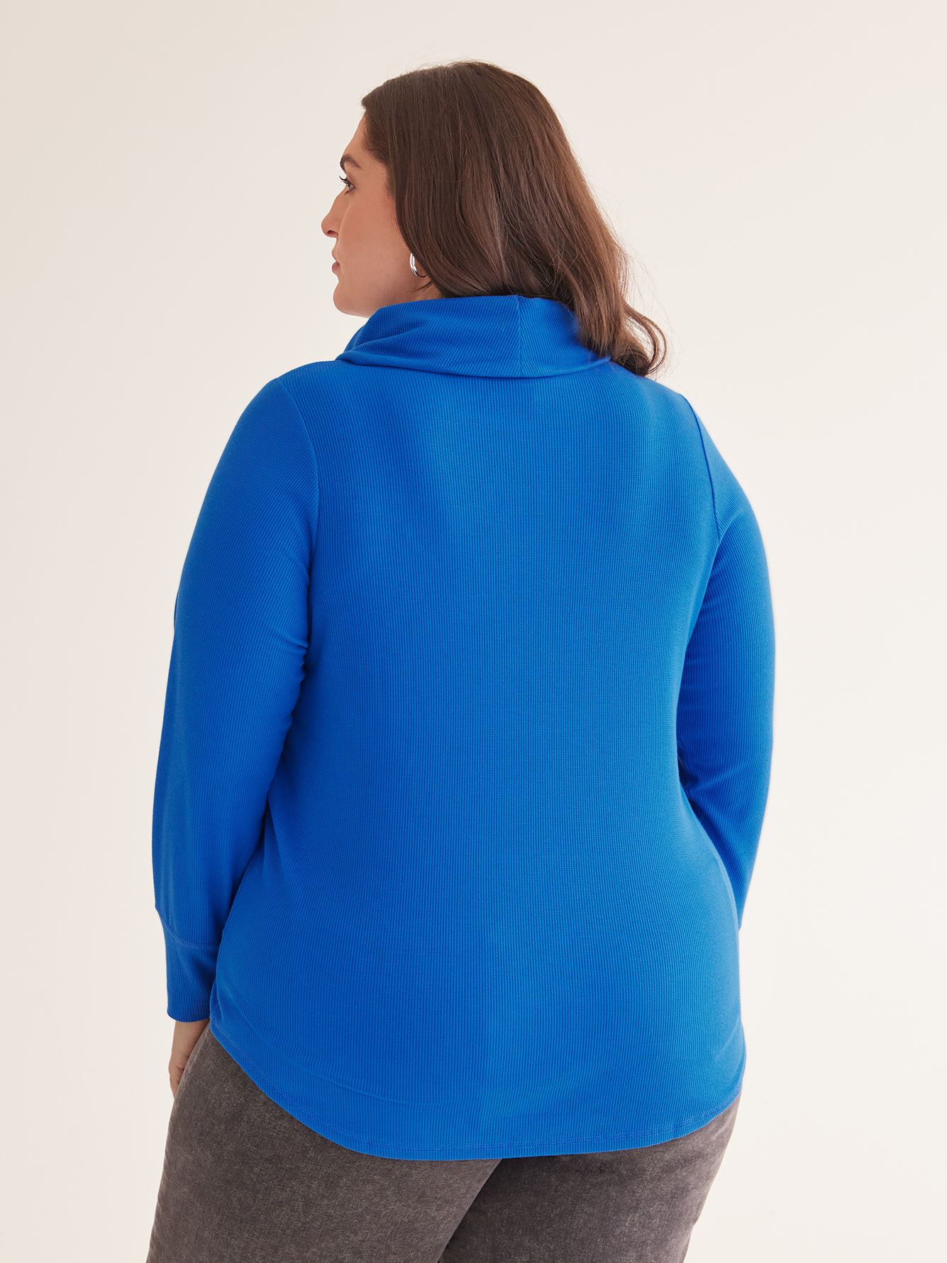 Waffle Knit Tunic with Cowl Neck